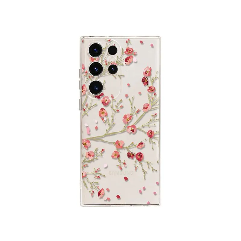 Case 3D Floral Color Painted Clear Protective Casing