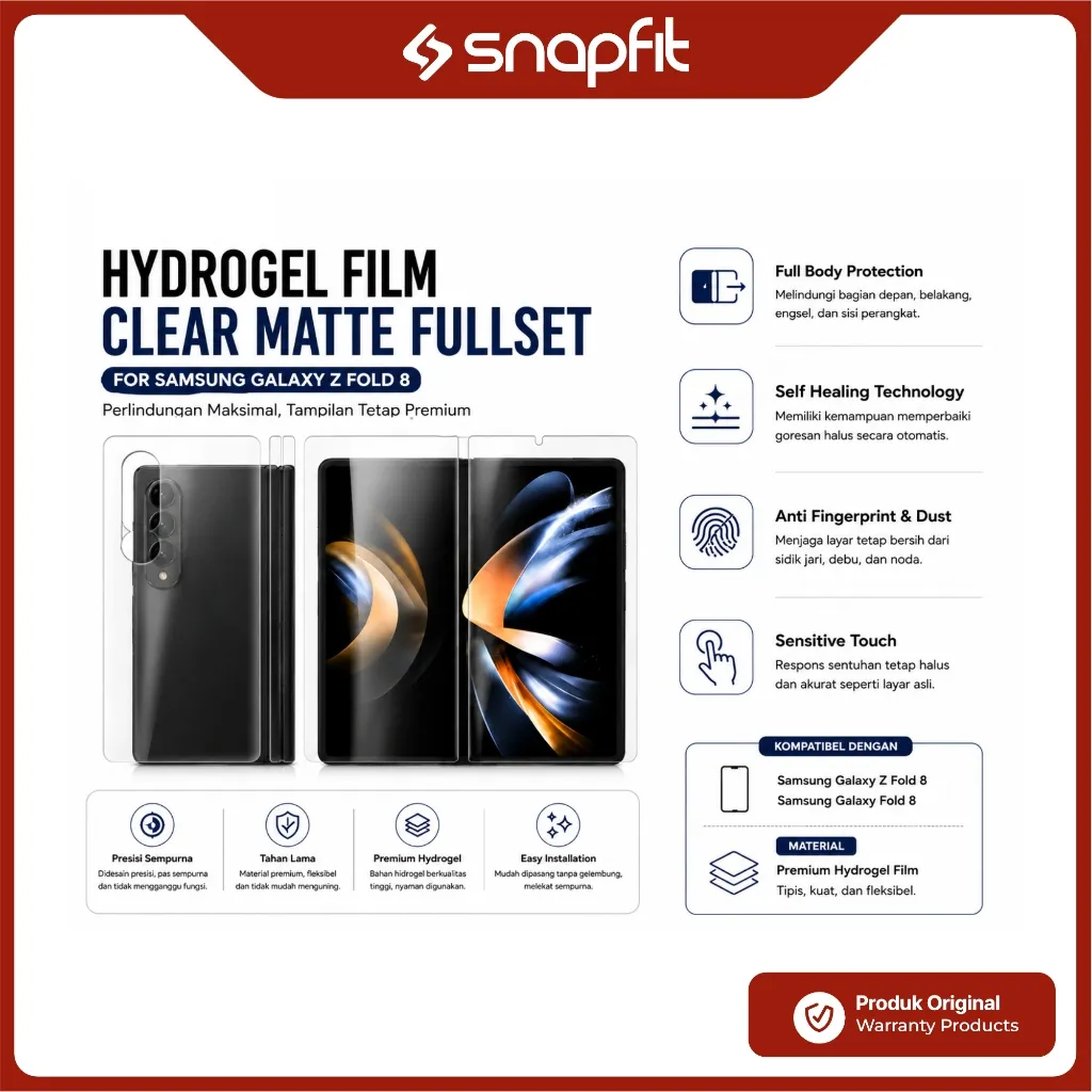 SNAPFIT Hydrogel Fullset Samsung Galaxy Z Fold8 Fold 8 Ultra SNAPFIT Film Fullset Screen Protector Clear Matte Full Body Protection Anti Gores