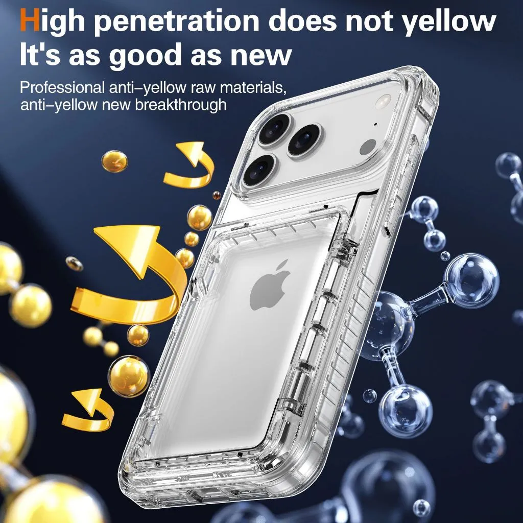 SNAPFIT Case iPhone 18 Pro Max 18 Pro TPU PC Card Slot Anti Slip Shockproof Clear — Clear / iPhone 18 Pro Max