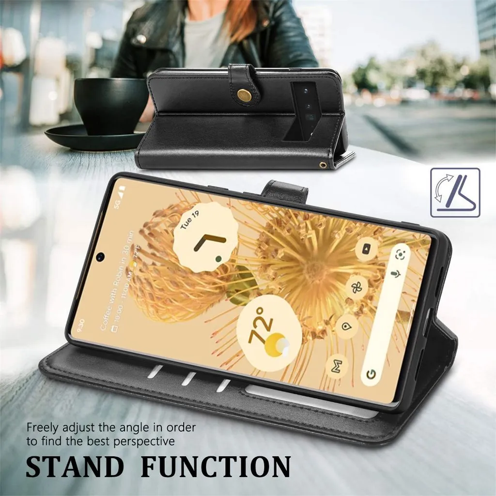 Case Google Pixel 10 10 Pro Google Pixel 10 Pro XL SNAPFIT Leather Folio Wallet Standing Protective Casing — Black / Pixel 10 / 10 Pro