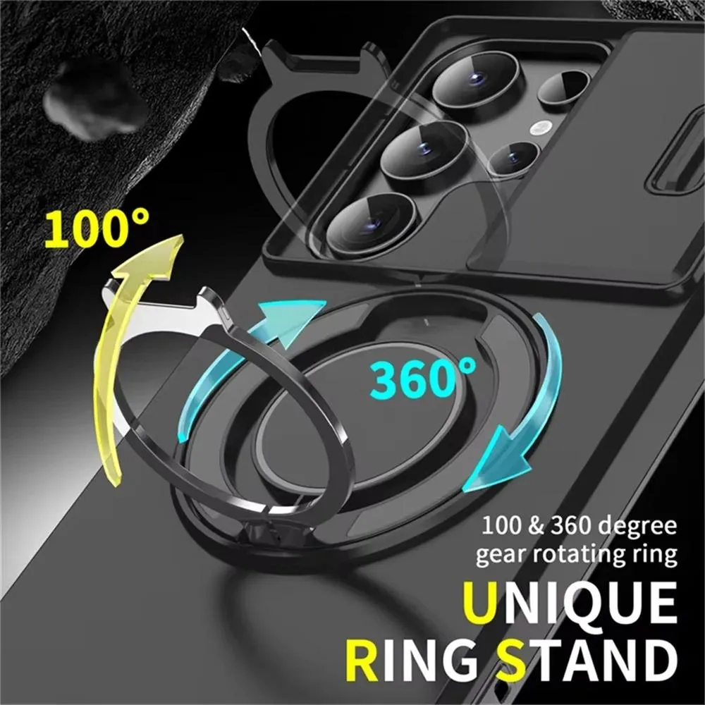SNAPFIT Case Compatible for Samsung S26 Ultra SNAPFIT Slide Camera Protection Magsafe Magnetic 360° Rotating Ring Stand Holder — Black / S26