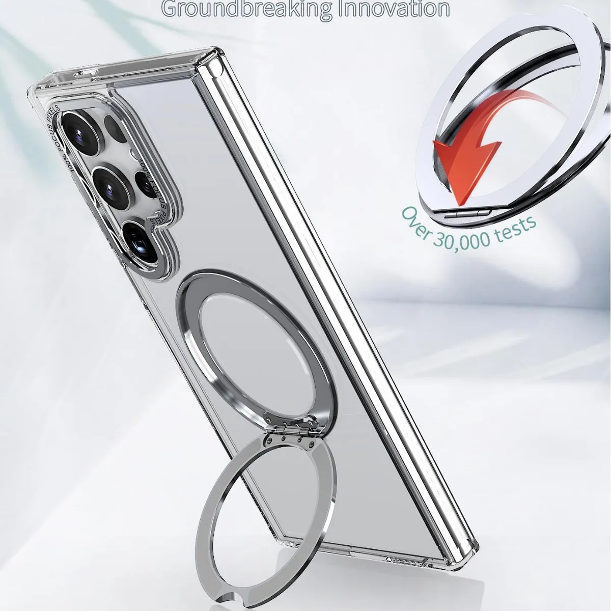 SNAPFIT Case Compatible for Samsung S26 Ultra SNAPFIT 360° Rotating Magnetic Ring Stand Wireless Protection Hard Cover — Black / S26