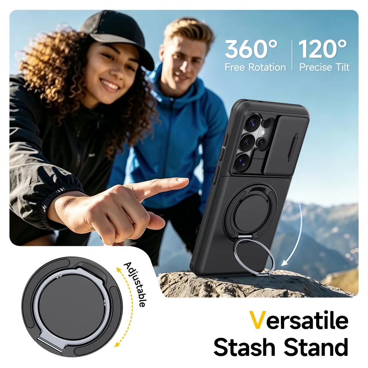 SNAPFIT Case for Samsung Galaxy S26 Ultra SNAPFIT MagSafe Card Holder Ring Stand 360° Camera Slide Shockproof Premium Armor Case — Blue