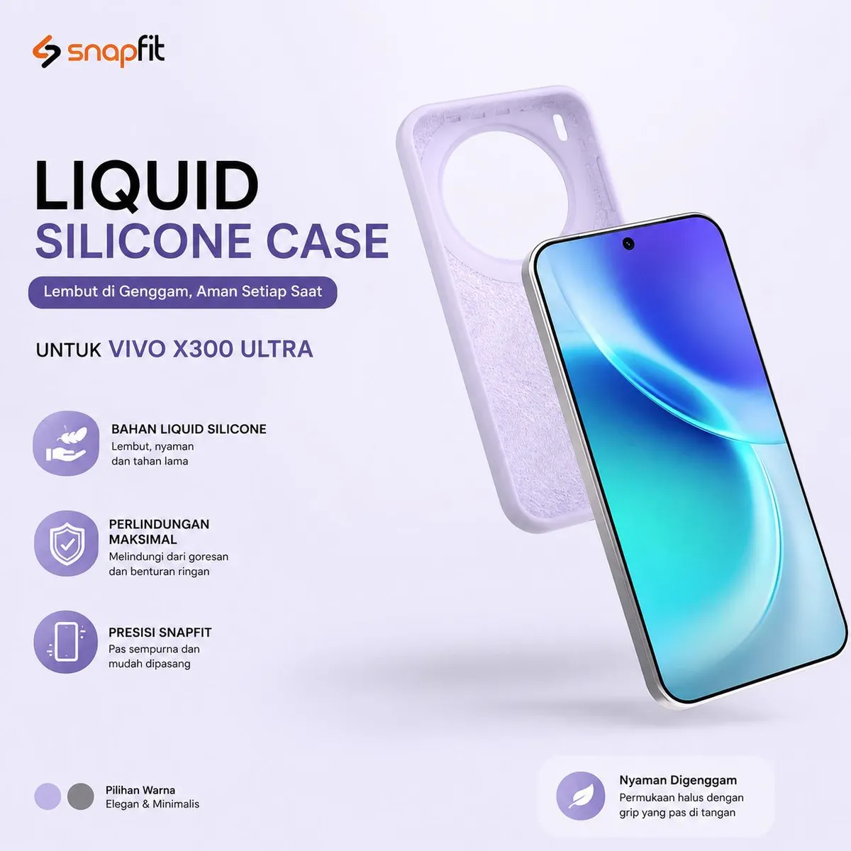 SNAPFIT Case for VIVO X300 Ultra SNAPFIT Liquid Silicone Softcase Slim Thin Macaroon Protective Cover Casing - Primary Focuss ā Black