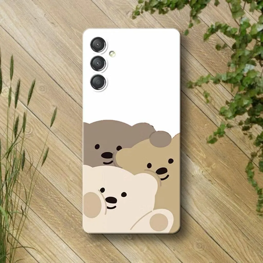 Case 3D Floral Color Painted Clear Protective Casing — Bear / S26 Ultra