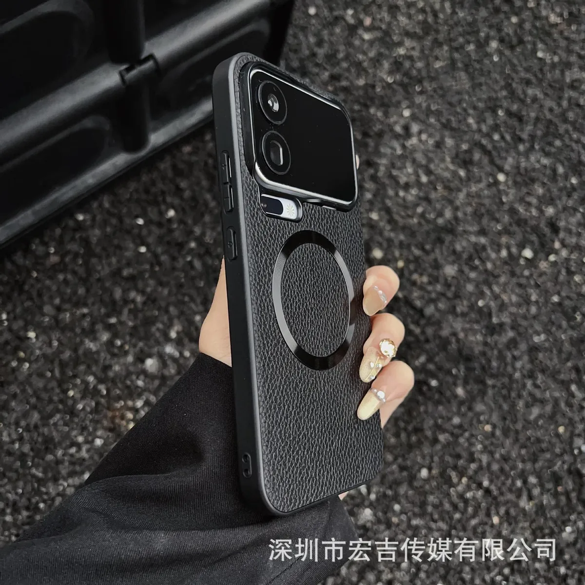 SNAPFIT Case Compatible With Xiaomi 17 Pro Max SNAPFIT Leather Litchi Grain Pattern Protective Casing — Black