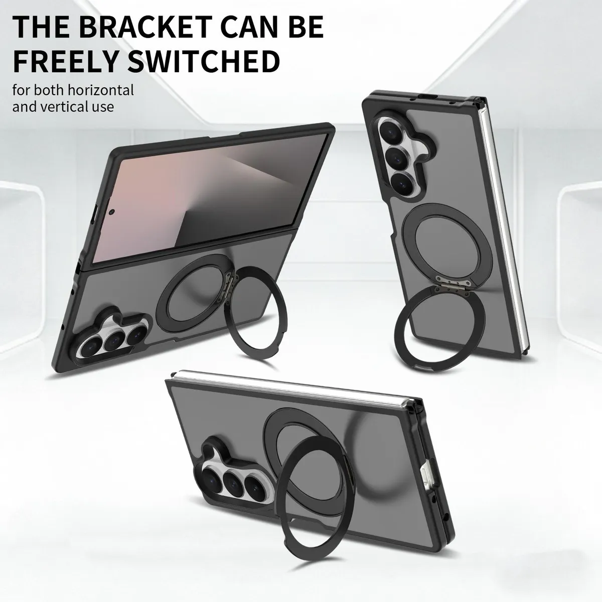 Case Samsung Galaxy Z Fold8 Fold 8 Ultra MagSafe 360° Ring Frosted Clear Shockproof Anti Yellowing Magnetic Ring Premium — Matte Clear