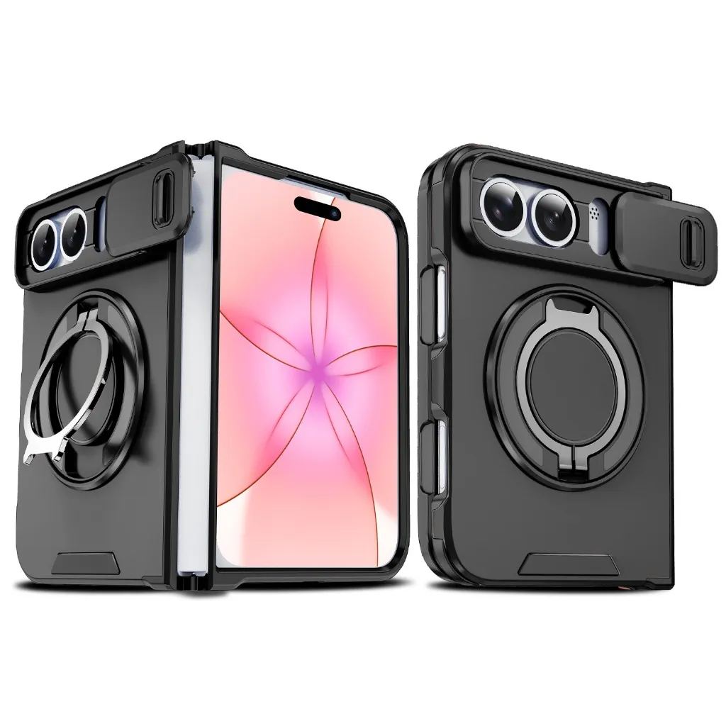 SNAPFIT Case iPhone Duo Slide Camera Ring Holder Protective Case — Black