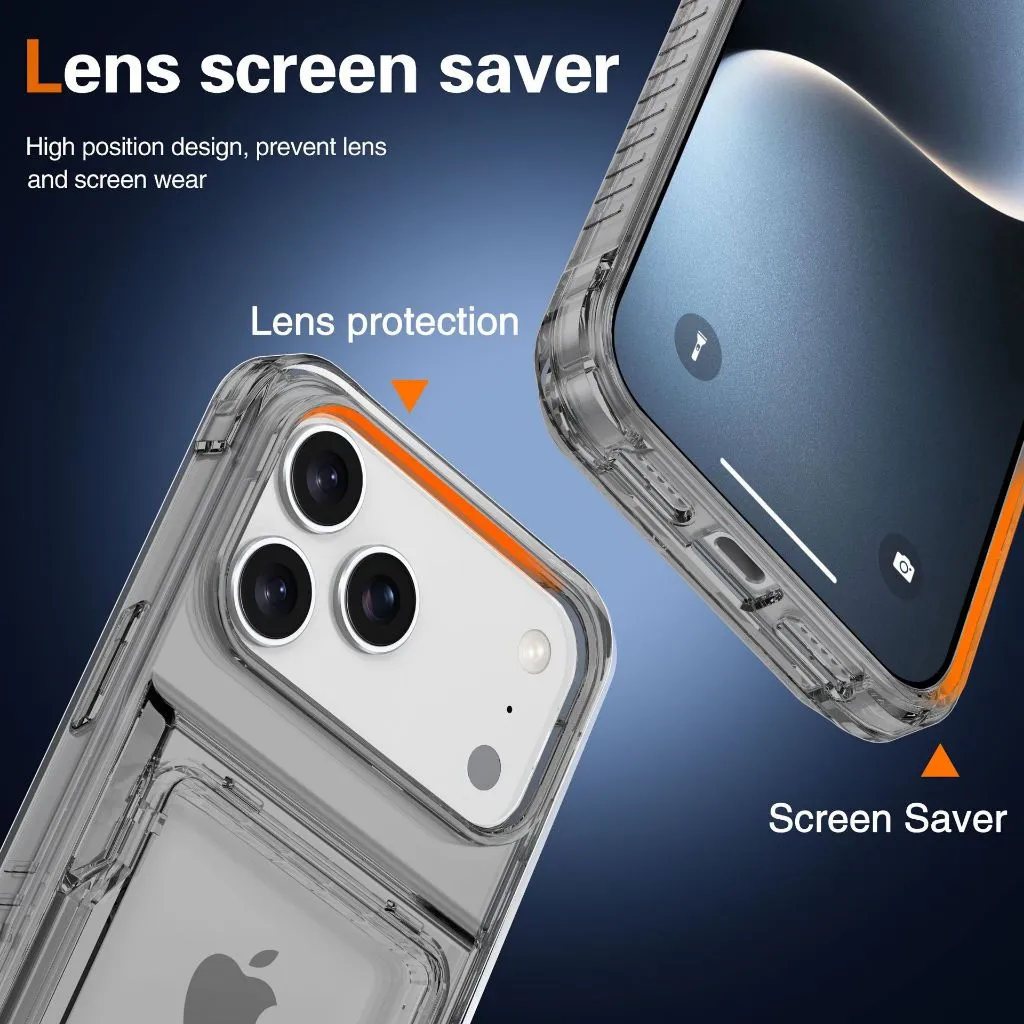 SNAPFIT Case iPhone 18 Pro Max 18 Pro TPU PC Card Slot Anti Slip Shockproof Clear — Clear / iPhone 18 Pro Max