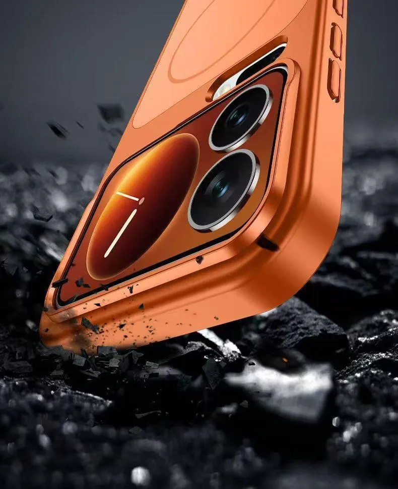 SNAPFIT Case Compatible for Xiaomi 17 Pro SNAPFIT MagSafe Magnetic Frosted Magnetic Tempered Glass Back Protective Cover Casing - Primary Focuss — Orange / Xiaomi 17 Pro