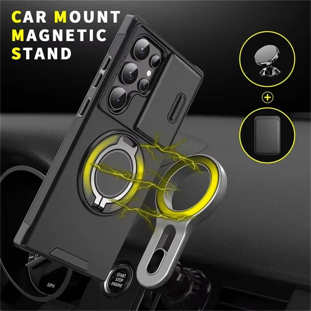 SNAPFIT Case Compatible for Samsung S26 Ultra SNAPFIT Slide Camera Protection Magsafe Magnetic 360° Rotating Ring Stand Holder — Black / S26