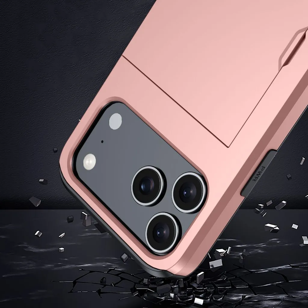 Case iPhone 18 Pro Max 18 Pro Card Holder Sliding Wallet Anti Shock Premium Hard PC Soft TPU Pelindung Kamera Anti Bentur Shockproof — Black / iPhone 18 Pro Max