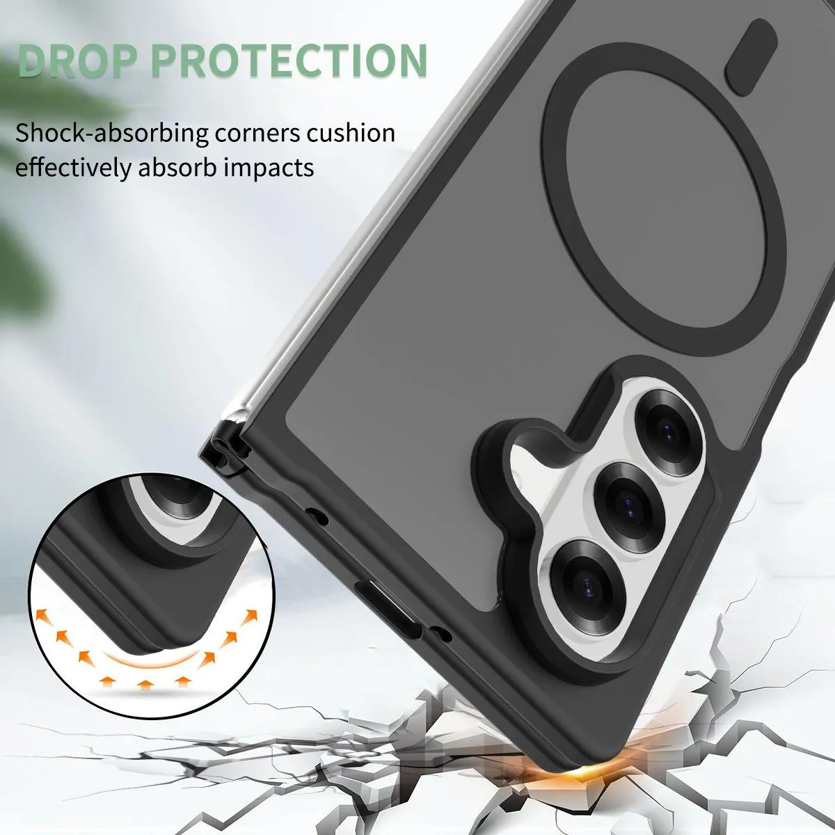 Case Samsung Galaxy Z Fold8 Fold 8 Ultra MagSafe 360° Ring Frosted Clear Shockproof Anti Yellowing Magnetic Ring Premium — Matte Clear