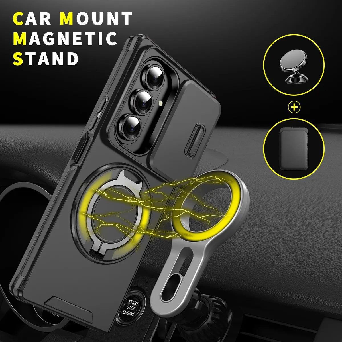 SNAPFIT Compatible With Samsung Galaxy Z Fold8 Fold 8 Ultra SNAPFIT Magsafe Sliding Camera Ring Stand Cover ā Black