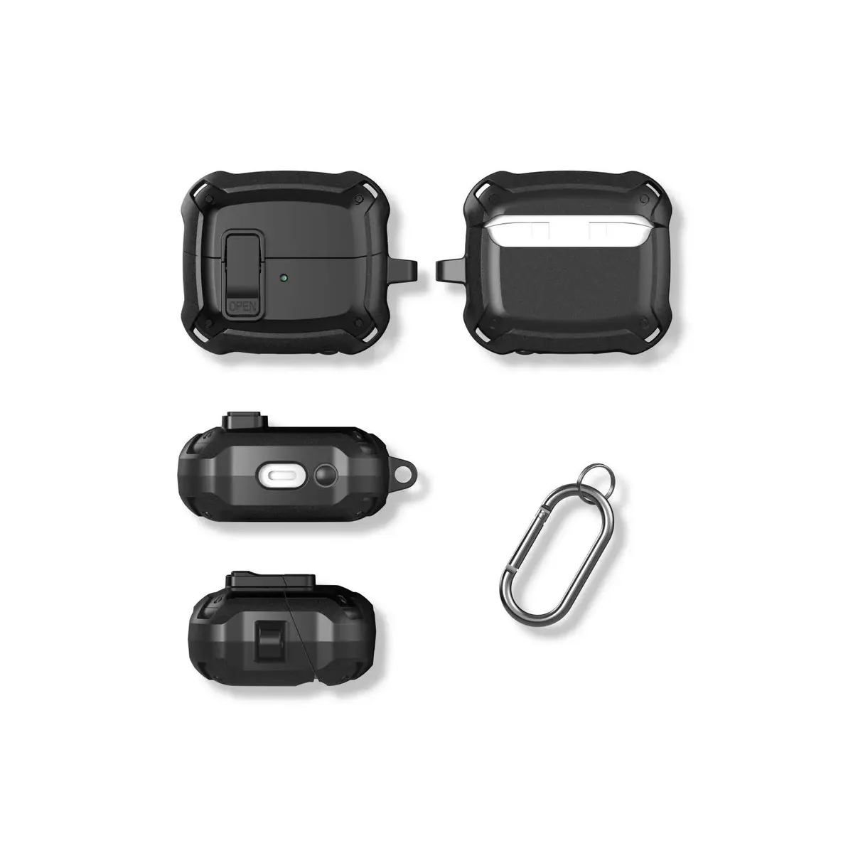 SNAPFIT Case for Samsung Galaxy Buds 4 / Buds 4 Pro Buds 3 FE / Buds 3FE / Buds 3 Pro / 3 3Pro SNAPFIT Security Lock Military Shockproof Protect With Keychain Buds3 Pro Protective Cover Casing - Primary Focuss — Black / Buds 4 / 4 Pro