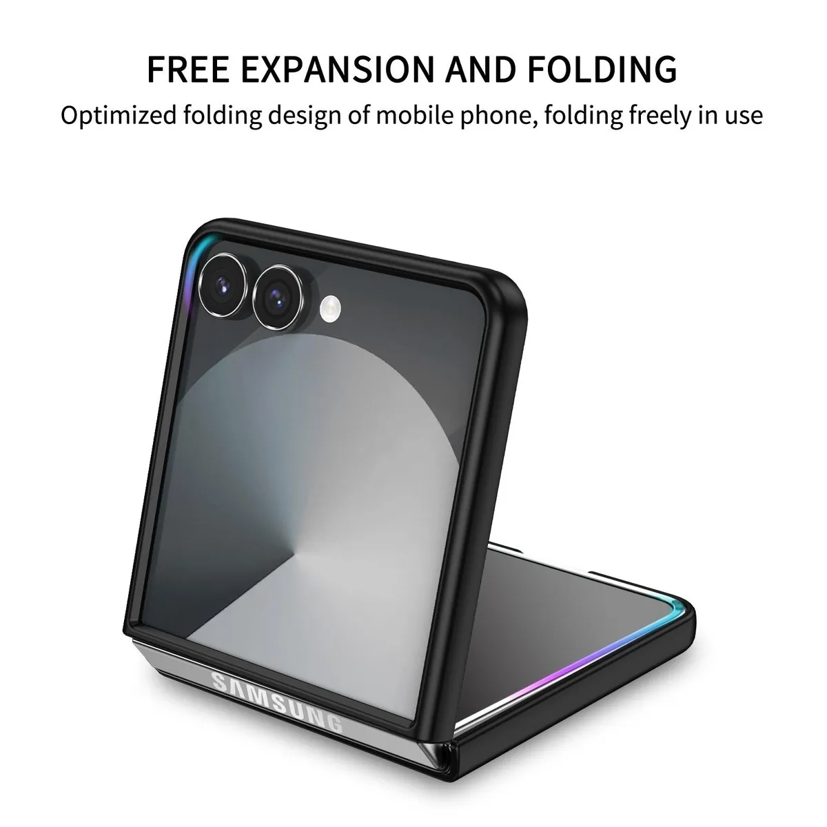 SNAPFIT Case Compatible With Samsung Galaxy Z Flip8 Flip 8 SNAPFIT Ultra Thin Bracket Magnetic Stand — Black