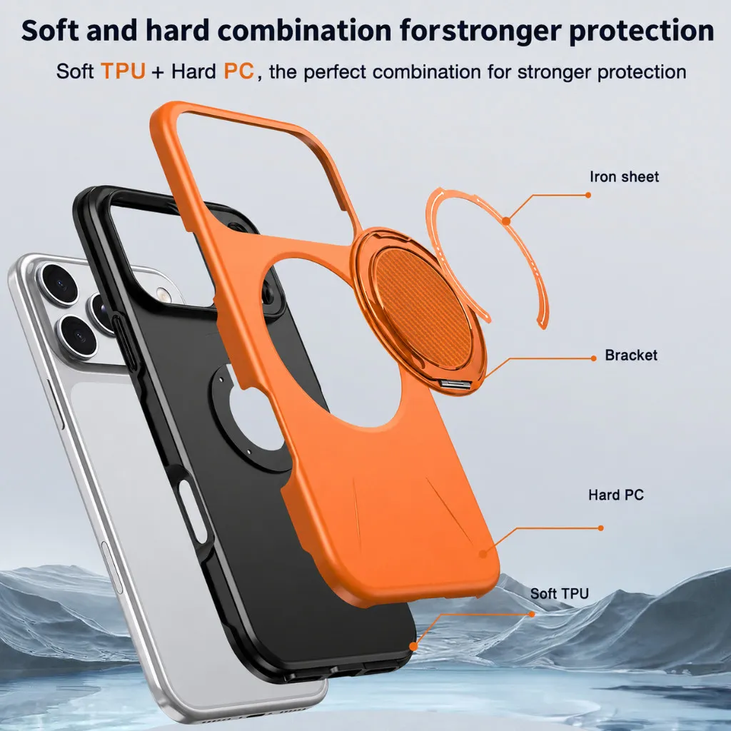 SNAPFIT Case iPhone 18 Pro Max 18 Pro Camera Protection Ring Holder MagSafe Shockproof — Black / iPhone 18 Pro