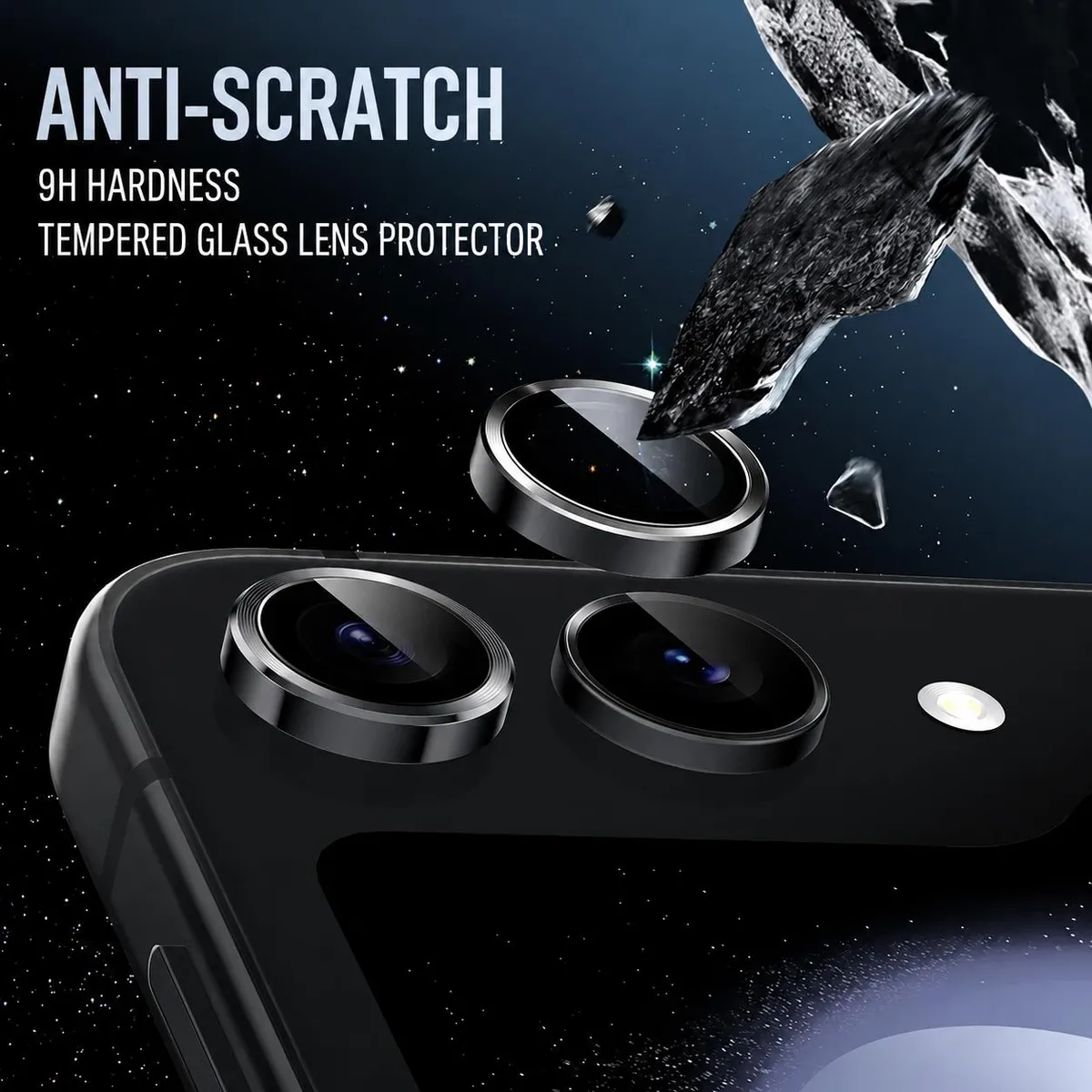 SNAPFIT Lens Camera Compatible for Samsung Galaxy Z Flip8 Flip 8 SNAPFIT Lens Shield Camera Butiran Pelindung Lensa Kamera Anti Gores Kaca Guard - Primary Focuss ā Full Clear