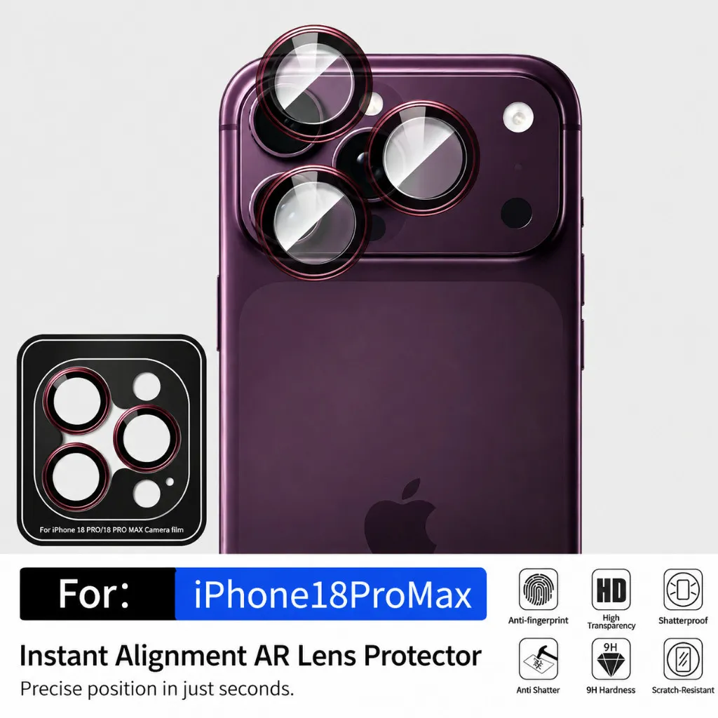 SNAPFIT Lens Protector iPhone 18 Pro Max 18 Ultra HD PET Soft Film Lens Guard — AR+AF Black / iPhone 18 Pro Max
