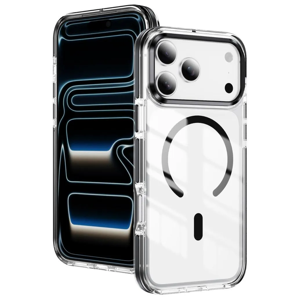 SNAPFIT Case Compatible With iPhone 18ProMax 18Pro Clear MagSafe Transparan Shockproof Soft TPU Premium Anti Gores Anti Shock Kamera Full Protect Case iPhone 18 ProMax Clear MagSafe Transparan Shockproof Anti Slip — Black / iPhone 18 Pro Max