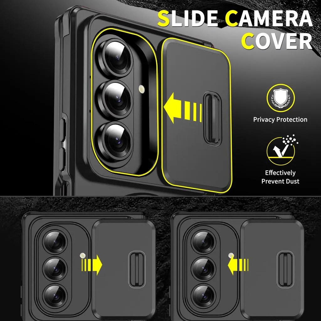 SNAPFIT Case Samsung Galaxy Z Fold 8 Ultra Fold8 Wide Kickstand Sliding Camera Cover MagSafe Magnetic Rugged Full Protection — Black / Fold 8 (Wide)