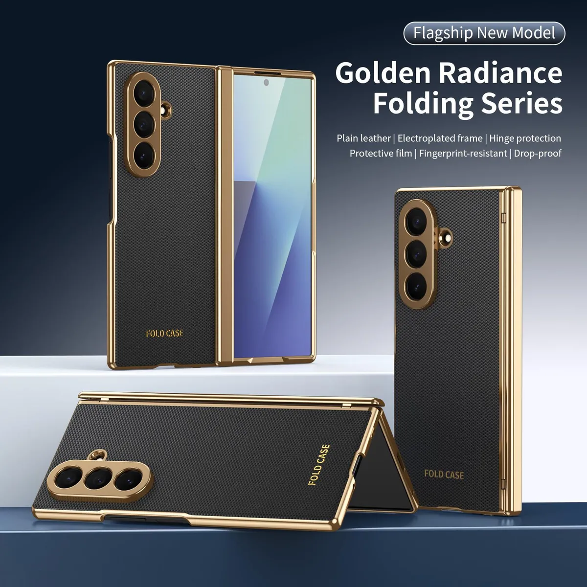 SNAPFIT Case Compatible With Samsung Galaxy Z Fold8 Fold 8 Ultra Electroplated Leather Diamond Pattern Built In Screen Protector ā Black
