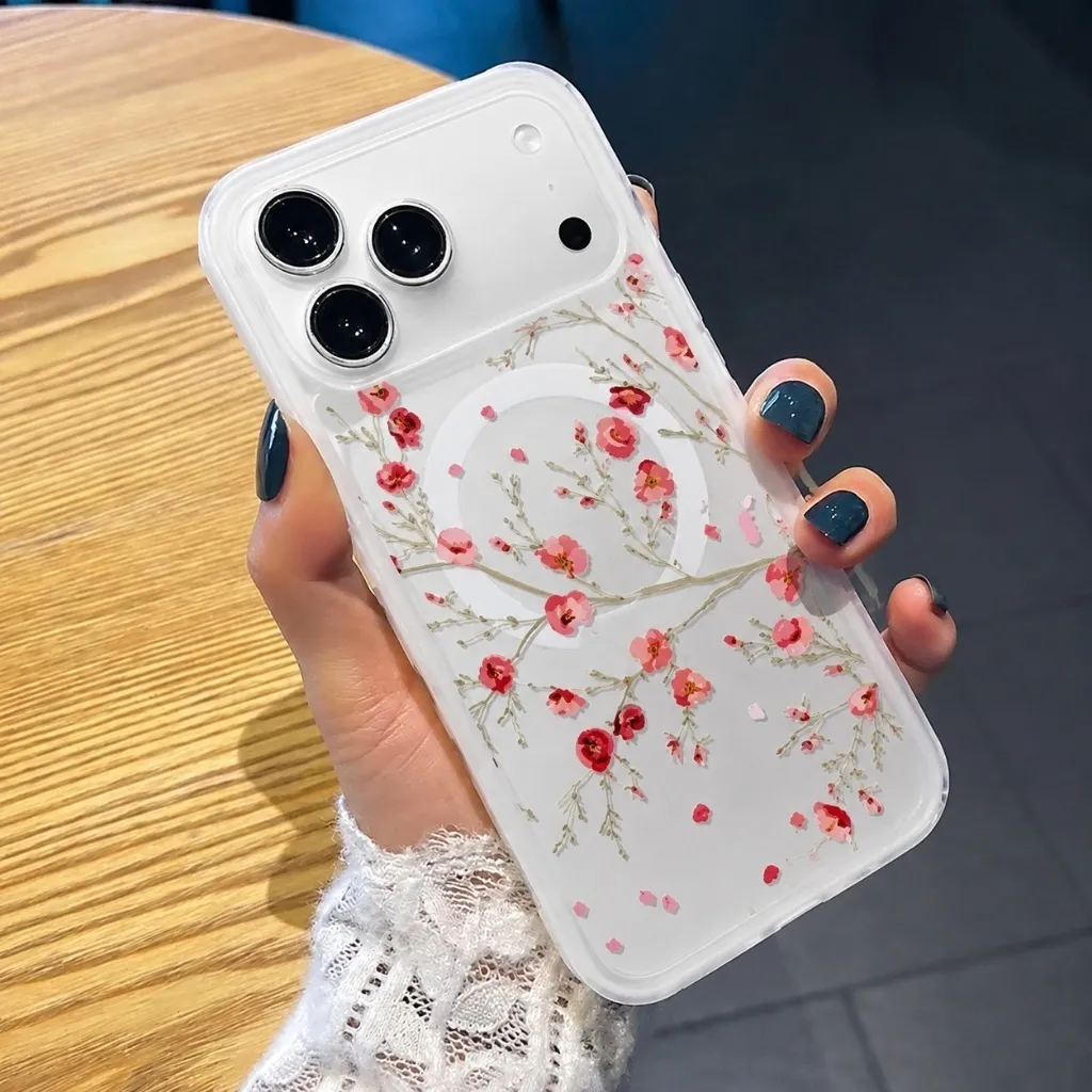 Case 3D Floral Motif Bunga Transparan Softcase Anti Gores — Bow Blossom / iPhone 18 Pro