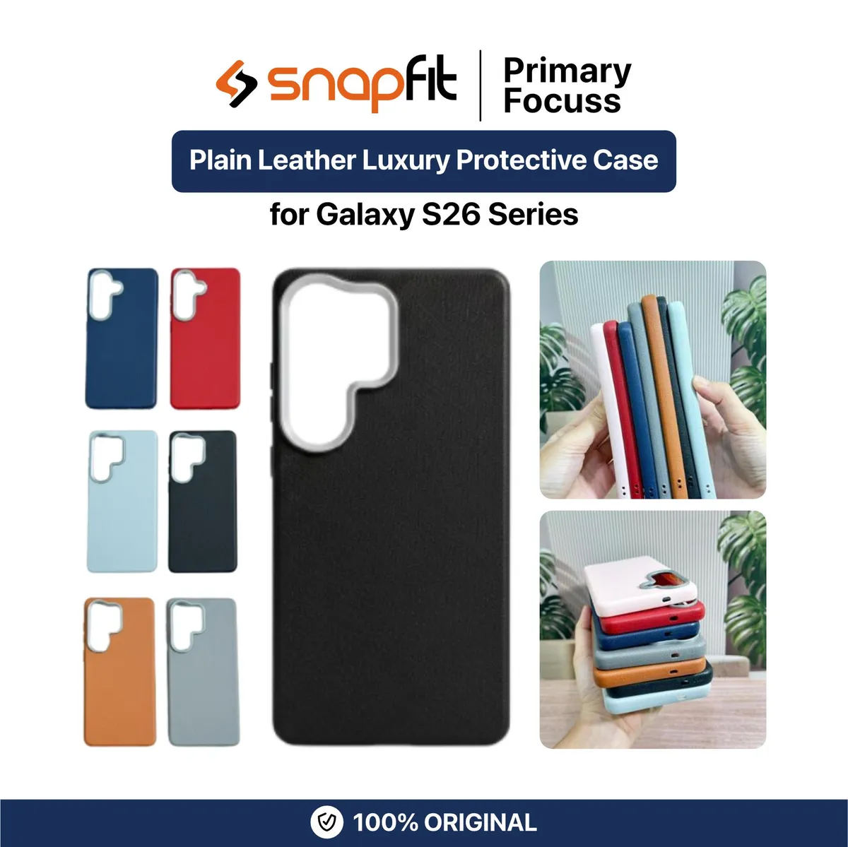 SNAPFIT Case for Samsung Galaxy S26 / S26 Ultra SNAPFIT Plain Leather Luxury Protective Cover Casing - Primary Focuss