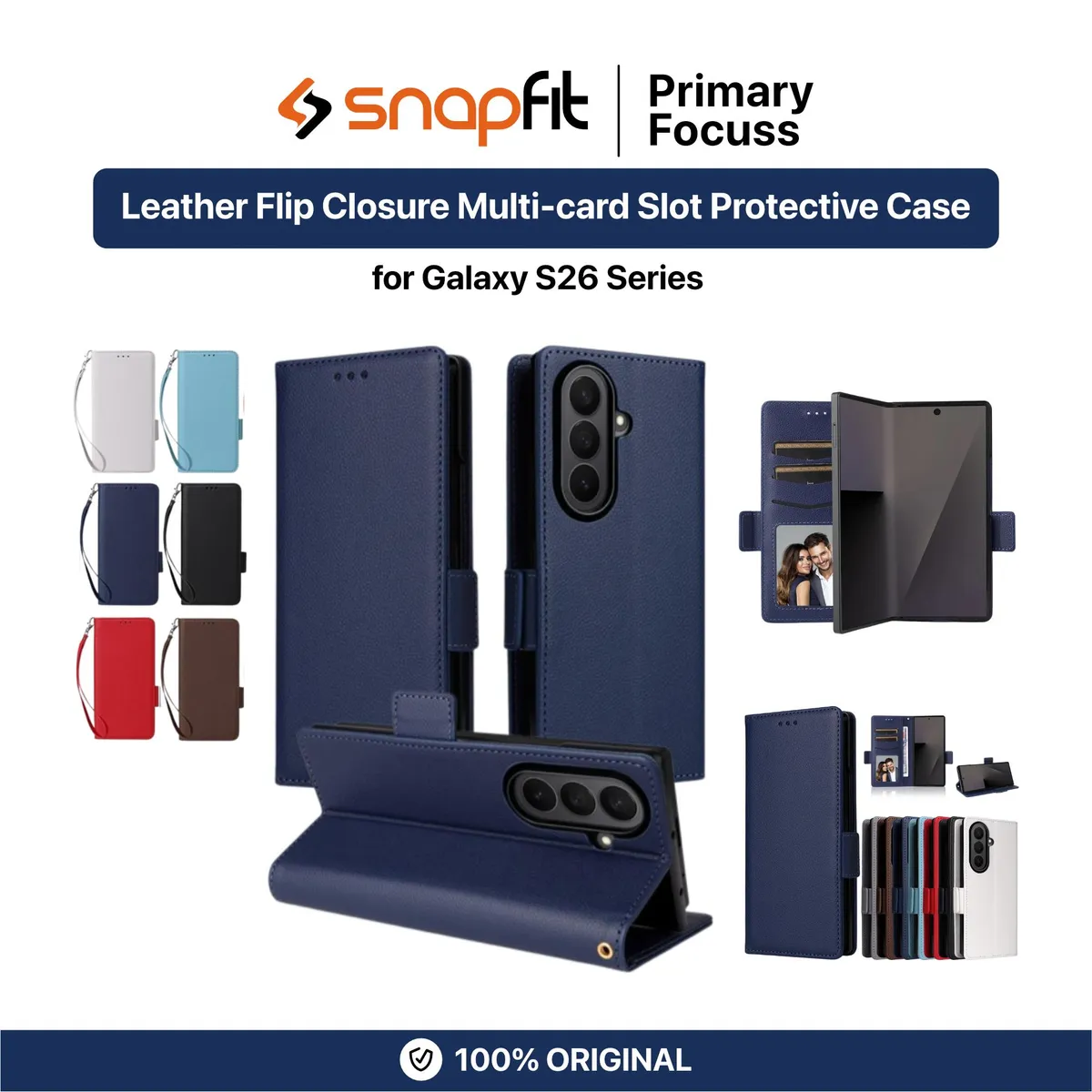 SNAPFIT Case for Samsung Galaxy S26 Ultra SNAPFIT Flip Wallet Card Holder Closure Buka Tutup Protective Cover Casing - Primary Focuss