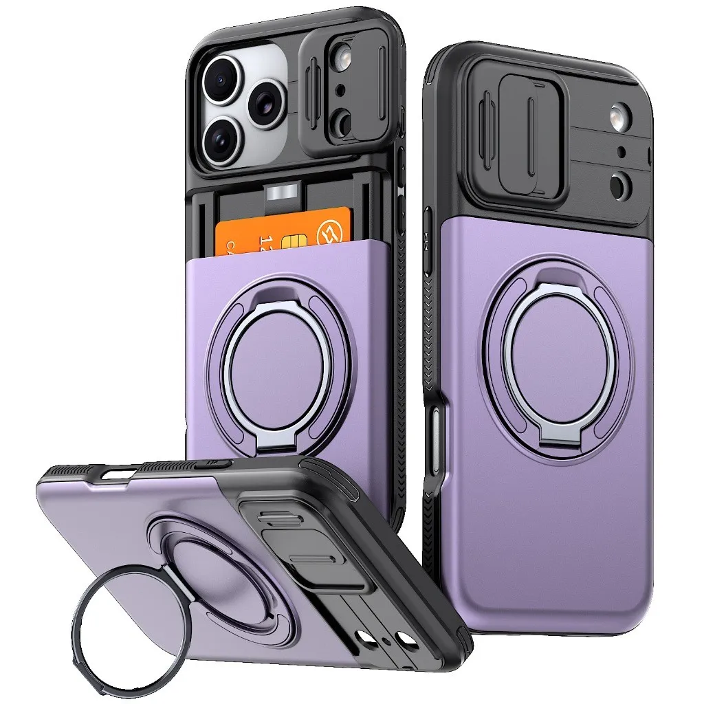 SNAPFIT Case iPhone 18 Pro Max 18 Pro Camera Slide Lens Protection MagSafe Magnetic Ring Stand — Black / iPhone 18 Pro Max