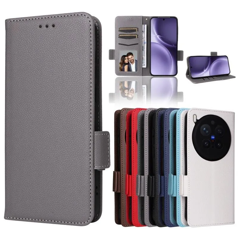 SNAPFIT Case Compatible with Vivo X300 / X300 Pro SNAPFIT Mobile Phone Case Side Buckle Pebbled X300Pro Leather Case Lanyard Holder Money Card