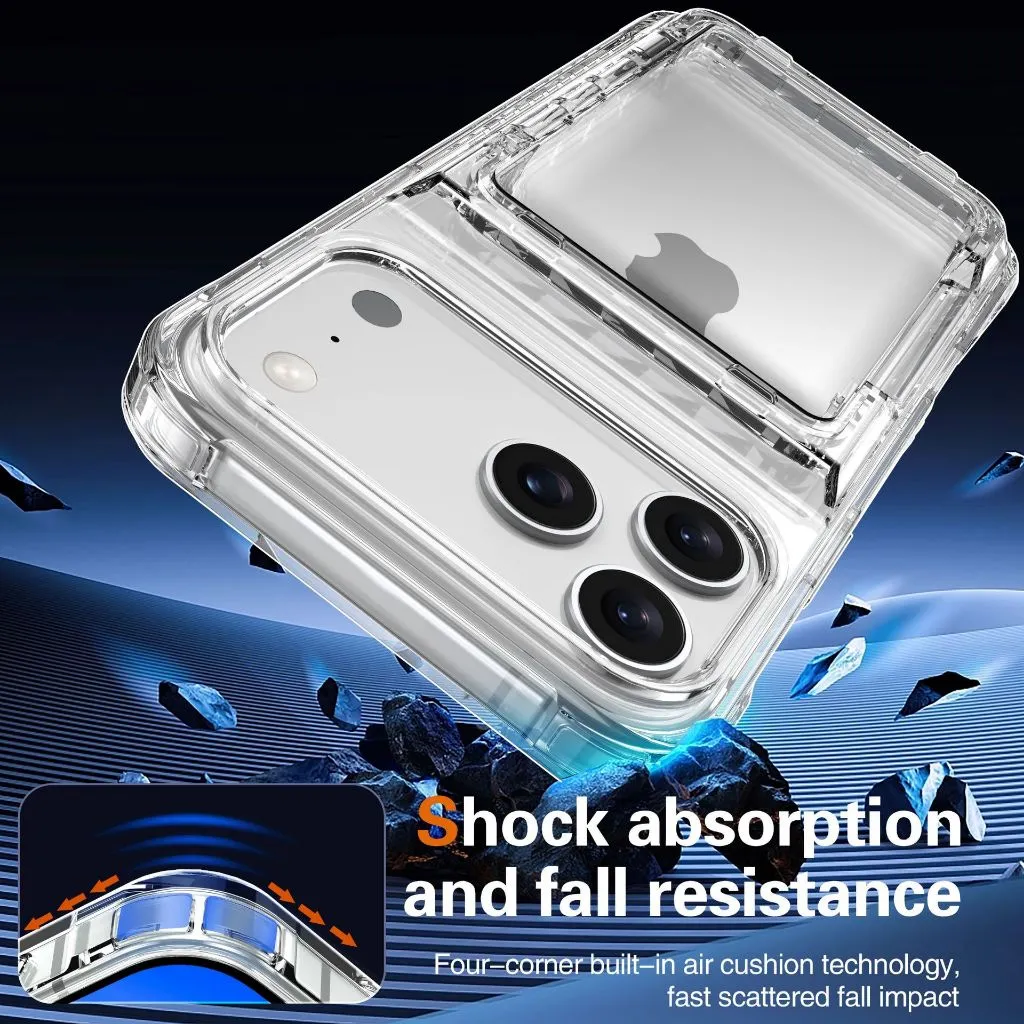SNAPFIT Case iPhone 18 Pro Max 18 Pro TPU PC Card Slot Anti Slip Shockproof Clear — Clear / iPhone 18 Pro Max
