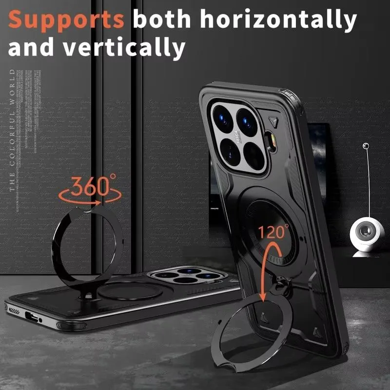 SNAPFIT Case Xiaomi 17T / 17T Pro SNAPFIT MagSafe Hardcase Armor Premium Ring Stand 360° Rotate Kickstand MagSafe Magnetic Rugged Full Cover Casing — Black / Xiaomi 17T
