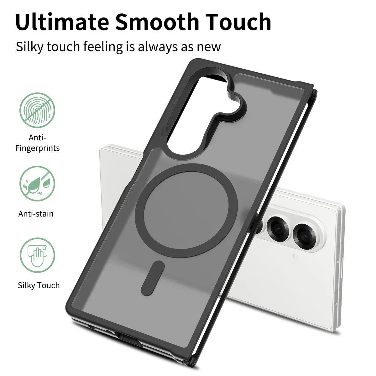 Case Samsung Galaxy Z Fold8 Fold 8 Ultra MagSafe 360° Ring Frosted Clear Shockproof Anti Yellowing Magnetic Ring Premium — Matte Clear