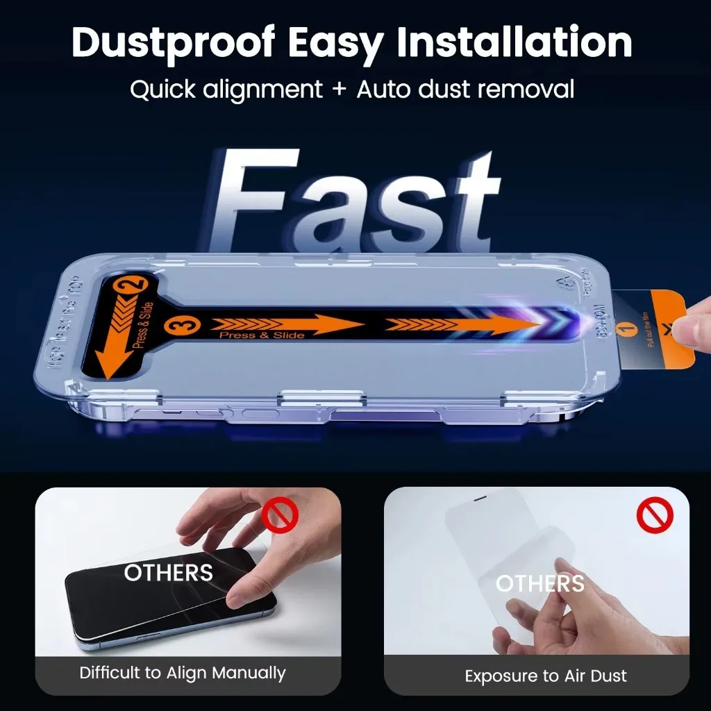 SNAPFIT Tempered Glass iPhone 18 Pro Max 18 Pro Full Cover Anti Spy Easy Installation Tray — Privacy / iPhone 18 Pro