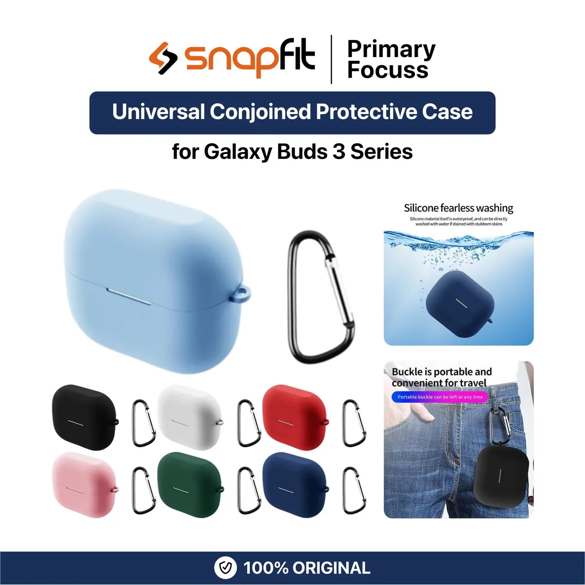 SNAPFIT Case for Galaxy Buds 4 / 4 Pro Buds 3 / Buds 3 Pro / Buds 3 FE SNAPFIT Silicone Color Trendy Protective Cover Casing - Primary Focuss