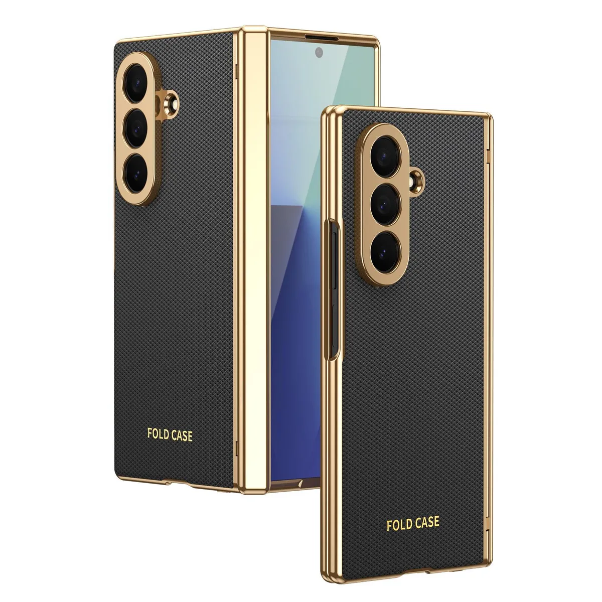 SNAPFIT Case Compatible With Samsung Galaxy Z Fold8 Fold 8 Ultra Electroplated Leather Diamond Pattern Built In Screen Protector ā Black