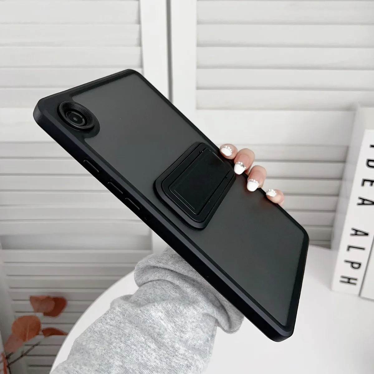 SNAPFIT Case Samsung Galaxy Tab A11 Plus Frosted Bracket Transparent — Black / Tab A11+