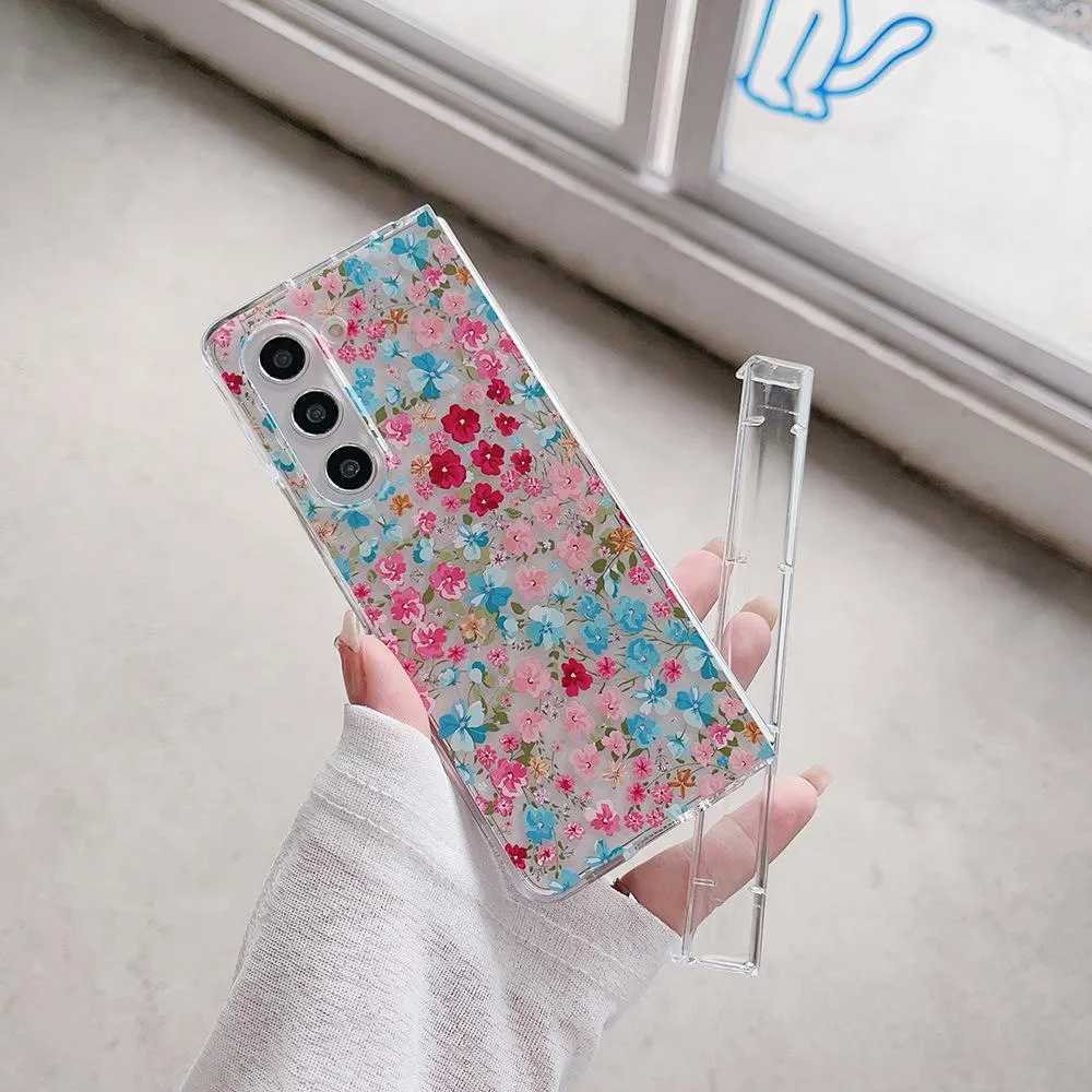 SNAPFIT Case Compatible With Samsung Galaxy Z Fold8 Fold 8 Case Samsung Z Fold 3D Floral Hinge Transparan Shockproof Slim Aesthetic Premium Cover — Love Pattern