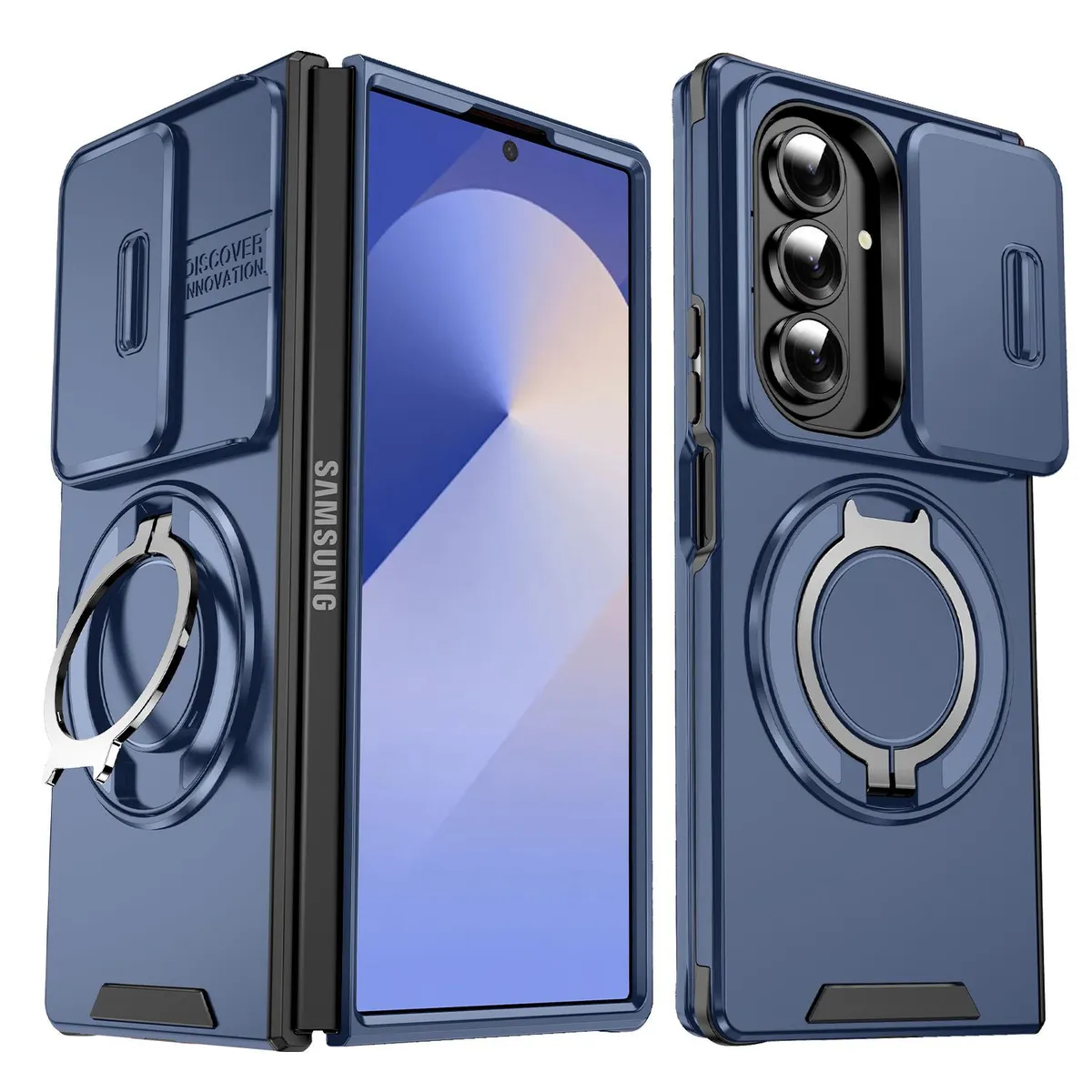 SNAPFIT Compatible With Samsung Galaxy Z Fold8 Fold 8 Ultra SNAPFIT Magsafe Sliding Camera Ring Stand Cover ā Navy