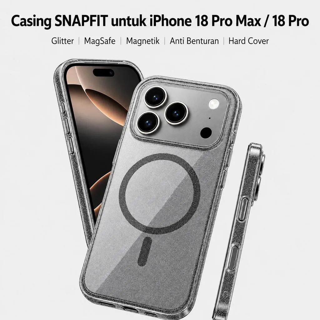 SNAPFIT Case For iPhone 18 Pro Max 18 Pro Glitter MagSafe Magnetic Shockproof Hard Cover — Black / iPhone 18 Pro