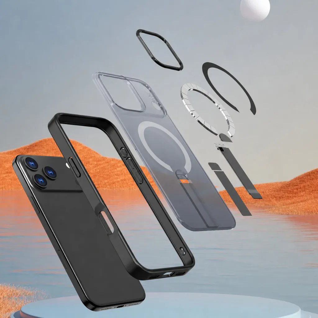 SNAPFIT Case iPhone 18 Pro Max 18 Pro Camera Protection Magnetic Stand MagSafe Shockproof — Black / iPhone 18 Pro