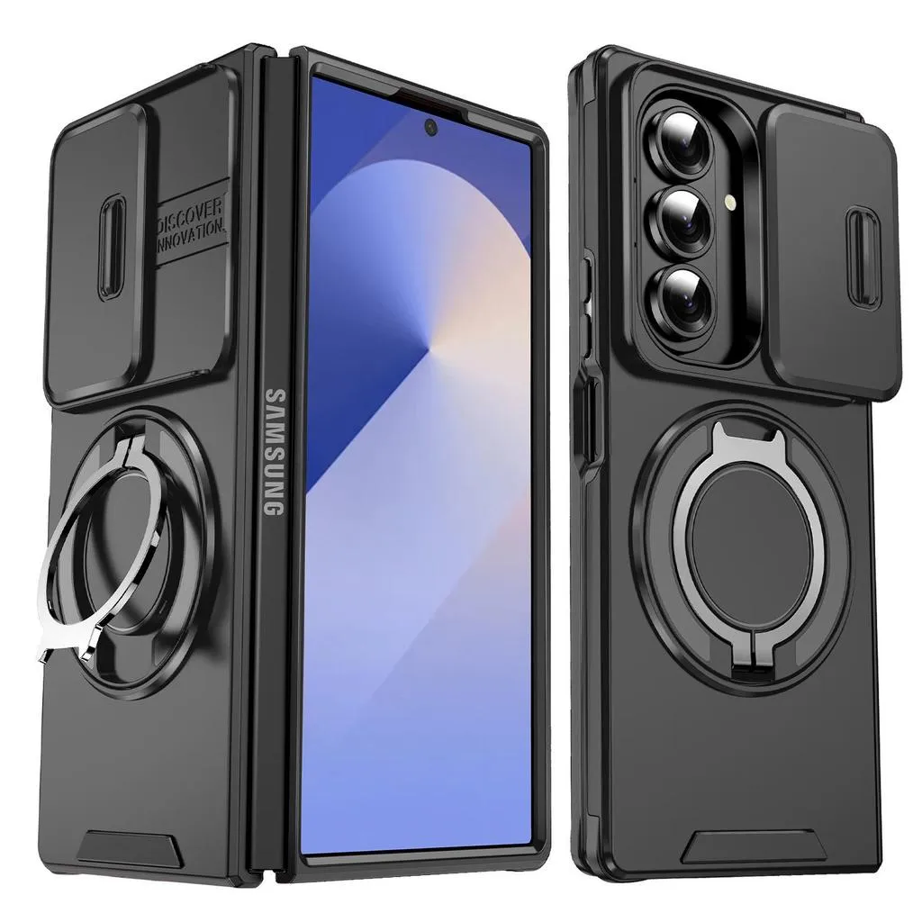 SNAPFIT Case Samsung Galaxy Z Fold 8 Ultra Fold8 Wide Kickstand Sliding Camera Cover MagSafe Magnetic Rugged Full Protection — Black / Fold 8 (Wide)