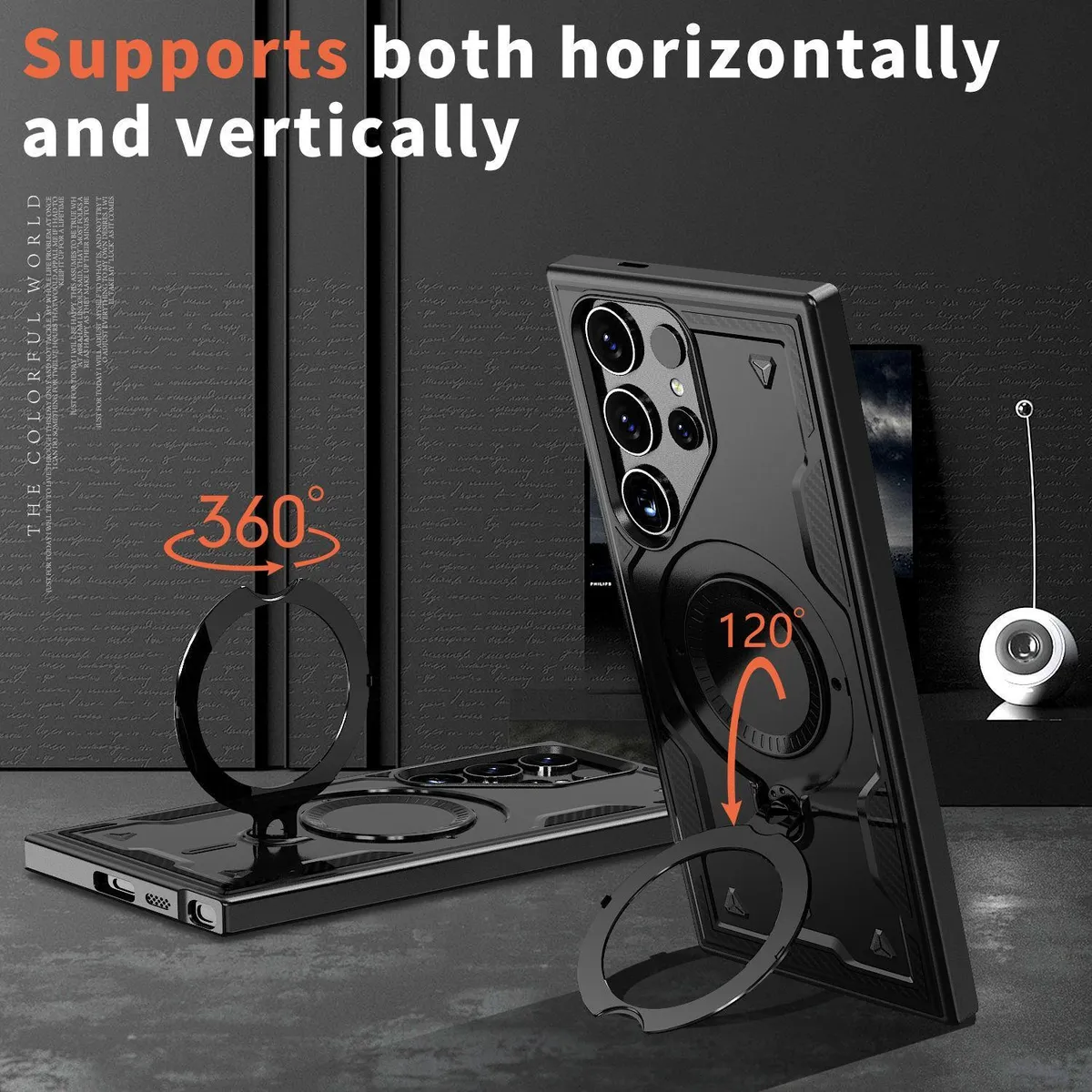Case Compatible for Samsung Galaxy S26 Ultra SNAPFIT 360° Rotate Kickstand MagSafe Magnetic Rugged Full Cover Casing — Black / S26