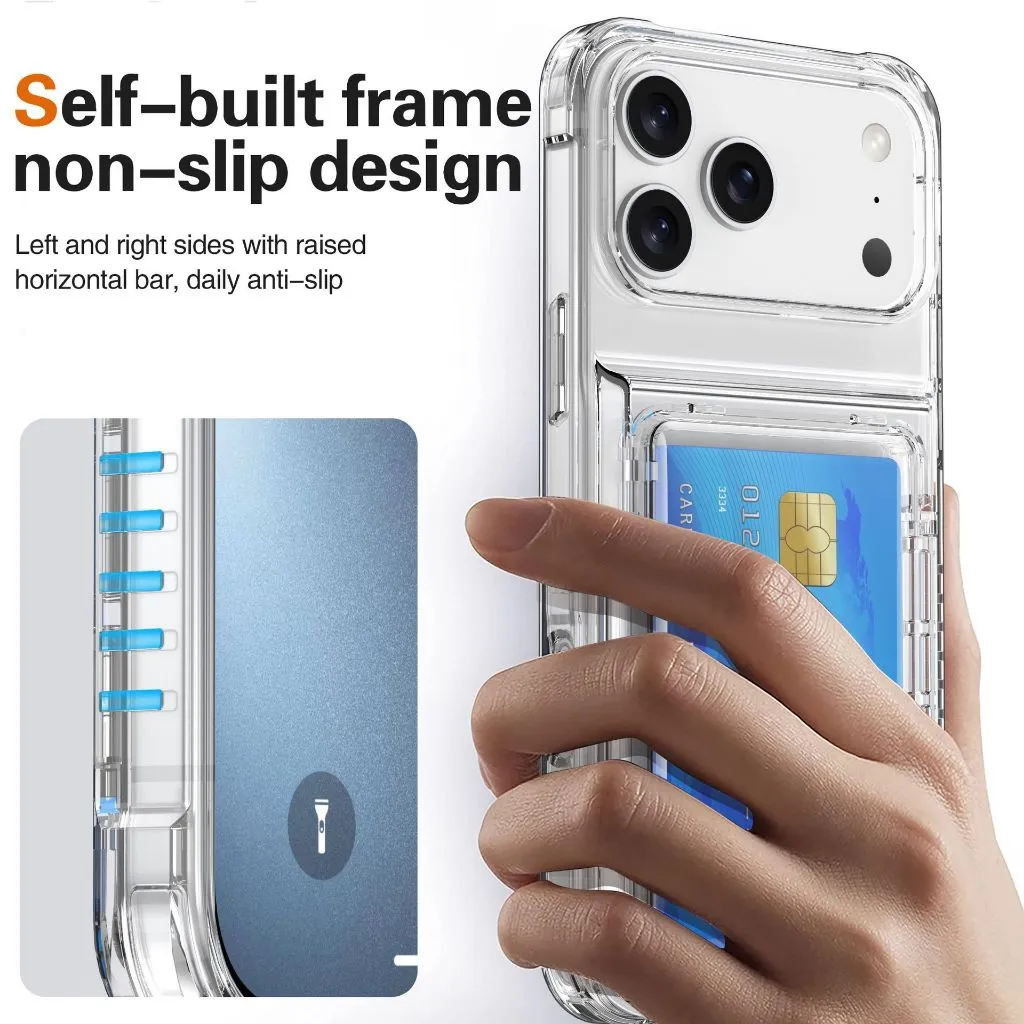 SNAPFIT Case iPhone 18 Pro Max 18 Pro TPU PC Card Slot Anti Slip Shockproof Clear — Clear / iPhone 18 Pro Max