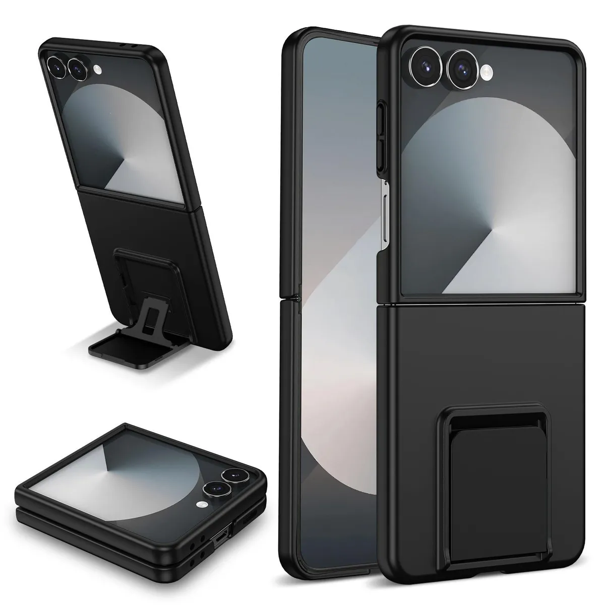 SNAPFIT Case Compatible With Samsung Galaxy Z Flip8 Flip 8 SNAPFIT Ultra Thin Bracket Magnetic Stand — Black