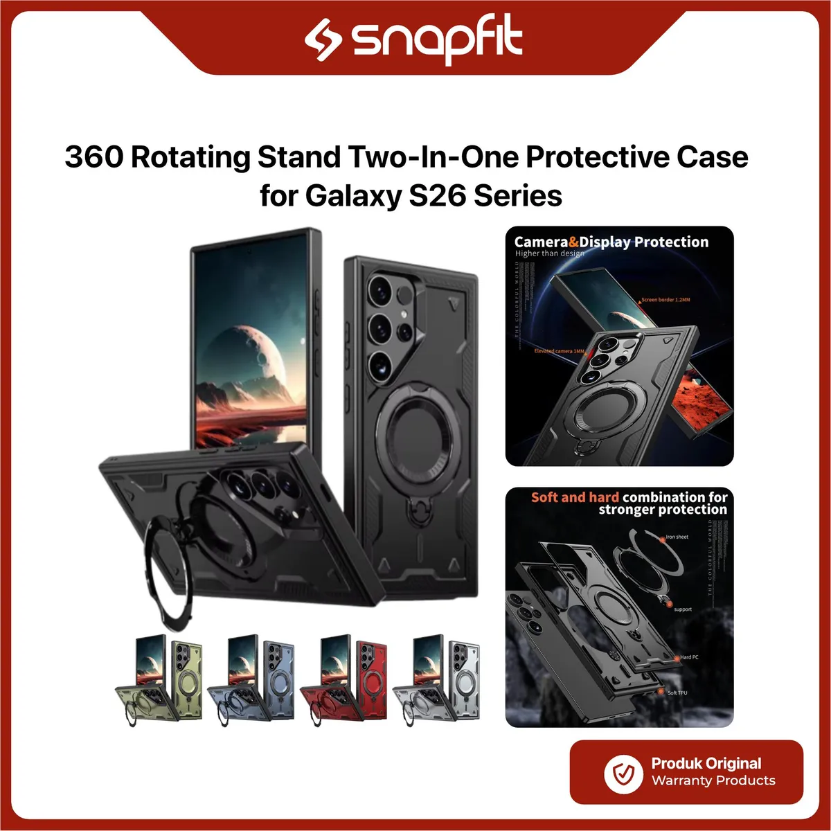 Case Compatible for Samsung Galaxy S26 Ultra SNAPFIT 360° Rotate Kickstand MagSafe Magnetic Rugged Full Cover Casing