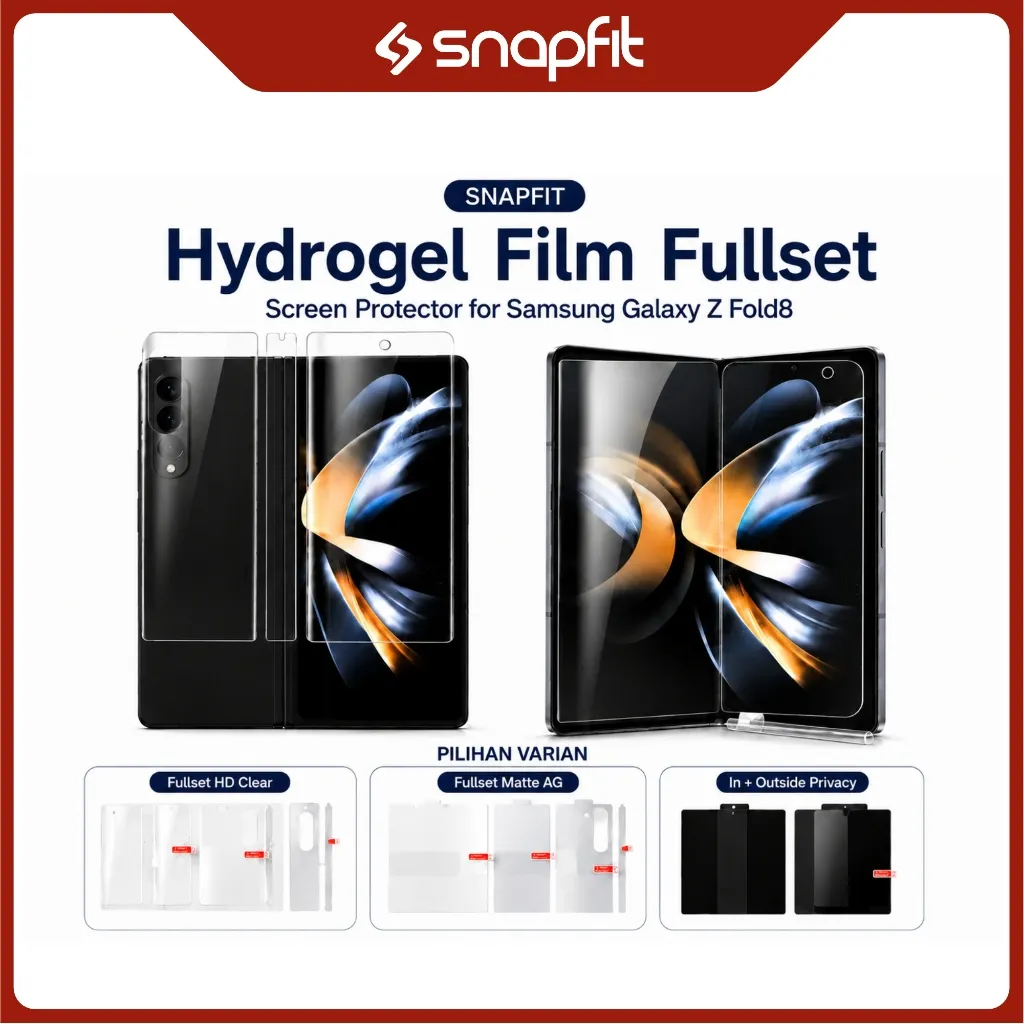 SNAPFIT Hydrogel Samsung Galaxy Z Fold 8 Ultra Fold 8 Wide Fullset Depan Belakang Full Body Screen Protector Clear Matte Anti Gores