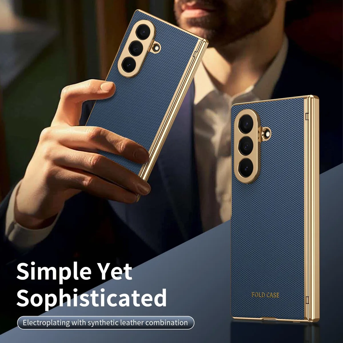 SNAPFIT Case Compatible With Samsung Galaxy Z Fold8 Fold 8 Ultra Electroplated Leather Diamond Pattern Built In Screen Protector ā Black
