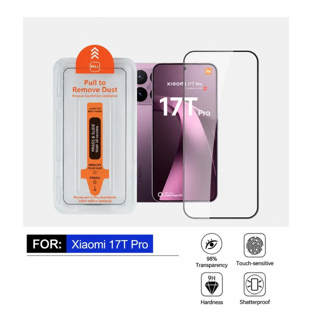 Tempered Glass for Xiaomi 17T Pro SNAPFIT HD Clear Privacy Anti Spy Full Cover 9H Protector ā Full Clear With Tray / Xiaomi 17T